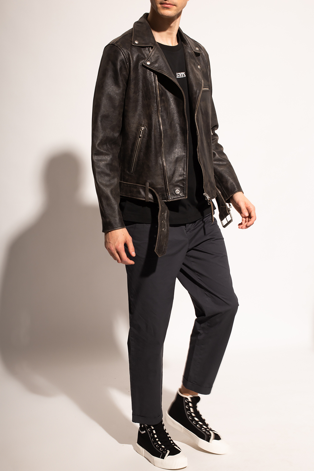 Hank' leather jacket AllSaints - RAFE Tee T-Shirt Uomo nero -  SchaferandweinerShops Japan